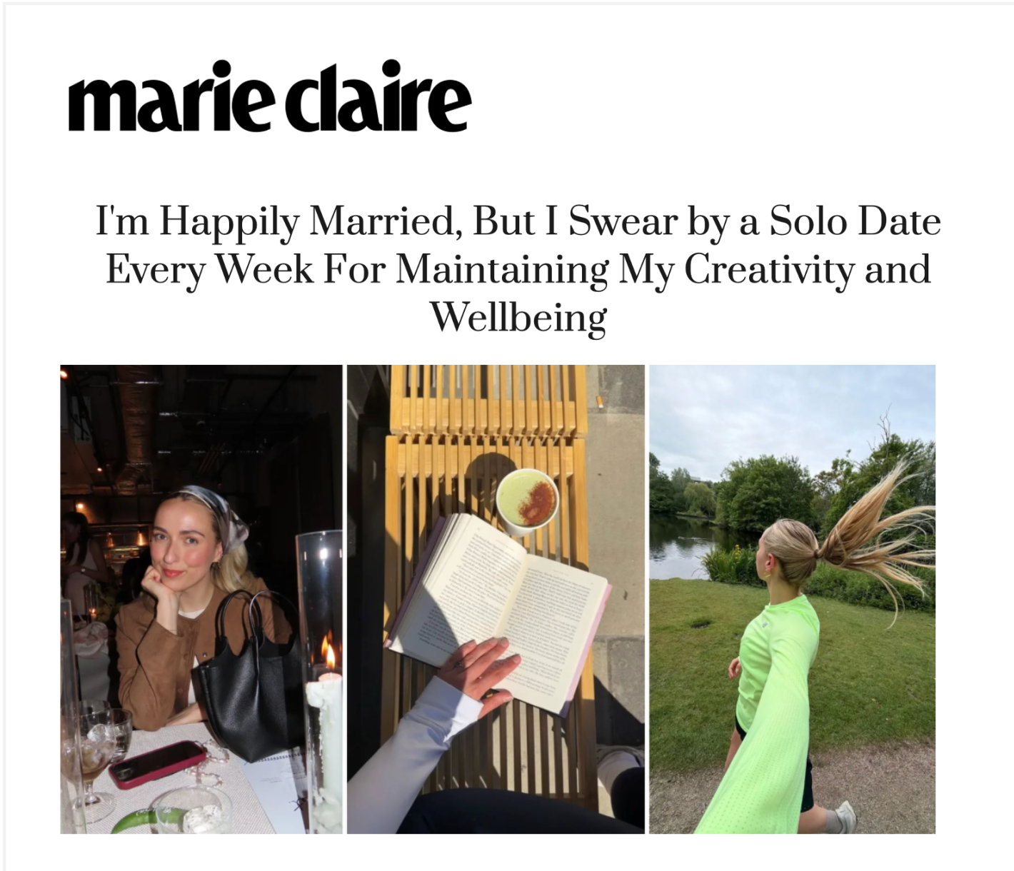 Marie Claire article featuring The Nest Club founder, psychotherapist and couples therapist Meera Moore Danowski